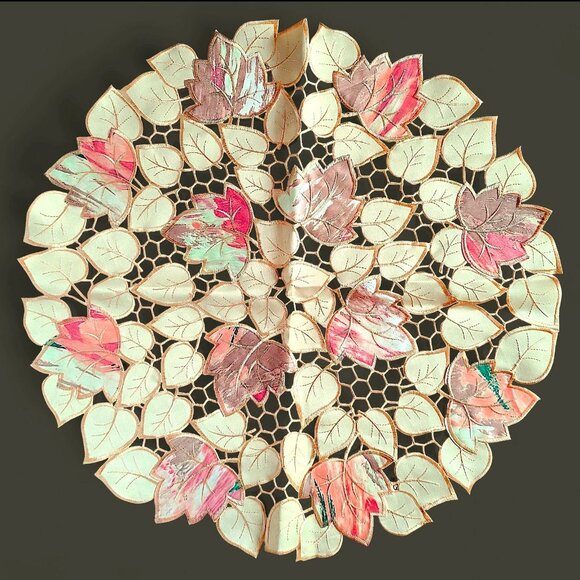 Handmade Other - Autumn Fall Leaves 23" Round Table Runner